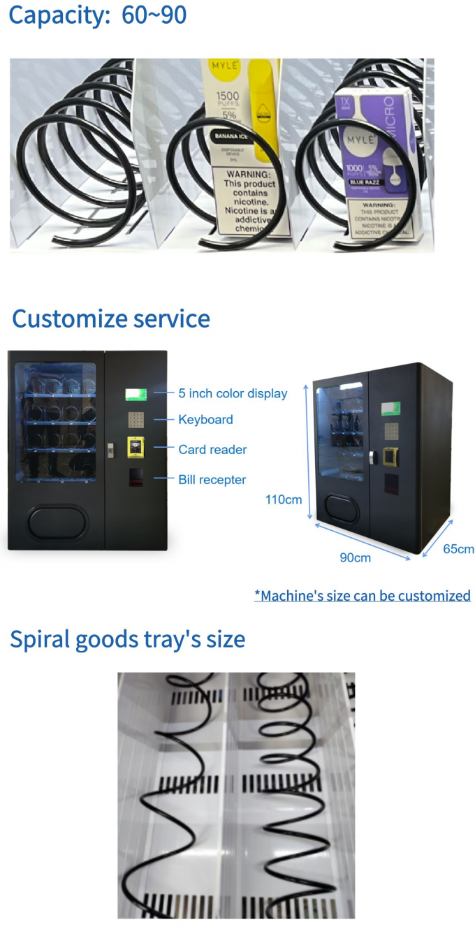 la capacità ha personalizzato il servizio ed il vassoio delle merci di distributore automatico di Mini Snack Beverage Small Item