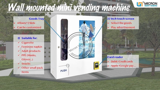 Macchina di Mini Smart Wall Mount Vending con la gestione ed il touch screen della pubblicità
