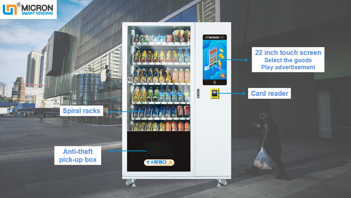 Distributore automatico a 22 pollici di vendita caldo della bevanda dello spuntino del touch screen con il sistema di raffreddamento in scuole