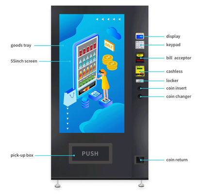 Touchscreen Small Drink Vending Machine , Black Vending Machine Equipment