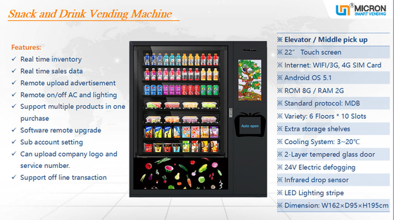 Micron Middle Pick Snack Food Vending Machine With Xy Elevator Fragile Goods
